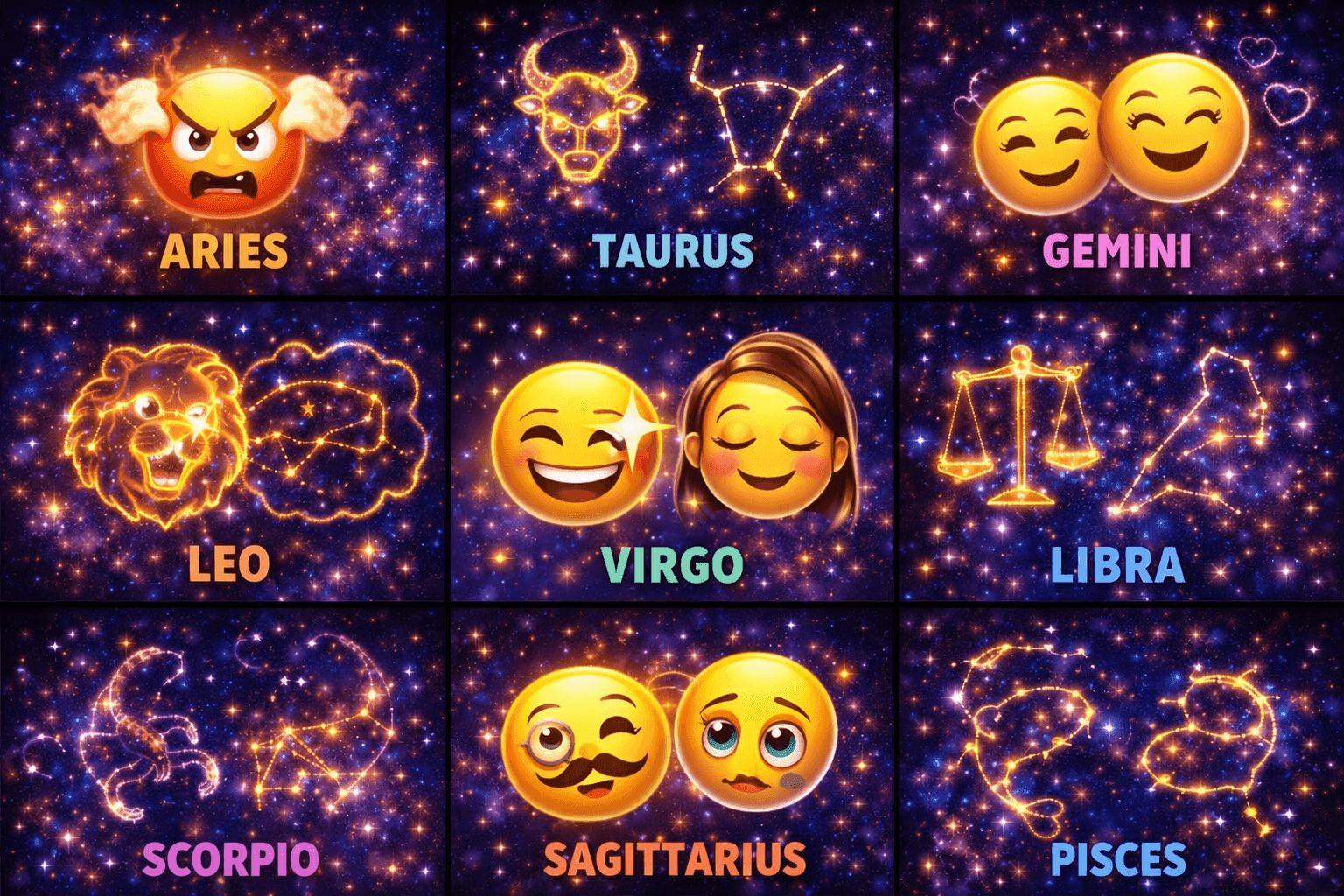 Emojis that represent each zodiac sign